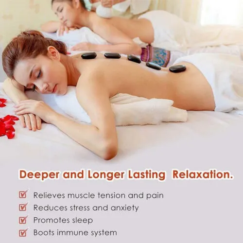 16 Pcs Hot Massage Basalt Stone Volcanic Kit | Rock SPA Oiled Massager Set | Salon & Home Use