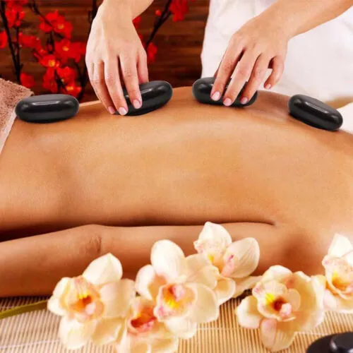 16 Pcs Hot Massage Basalt Stone Volcanic Kit | Rock SPA Oiled Massager Set | Salon & Home Use
