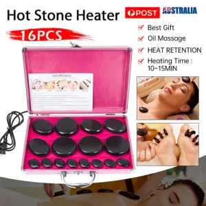 16 Pcs Hot Massage Basalt Stone Volcanic Kit | Rock SPA Oiled Massager Set | Salon & Home Use