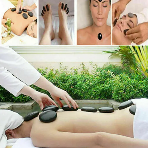 16 Pcs Hot Massage Basalt Stone Volcanic Kit | Rock SPA Oiled Massager Set | Salon & Home Use