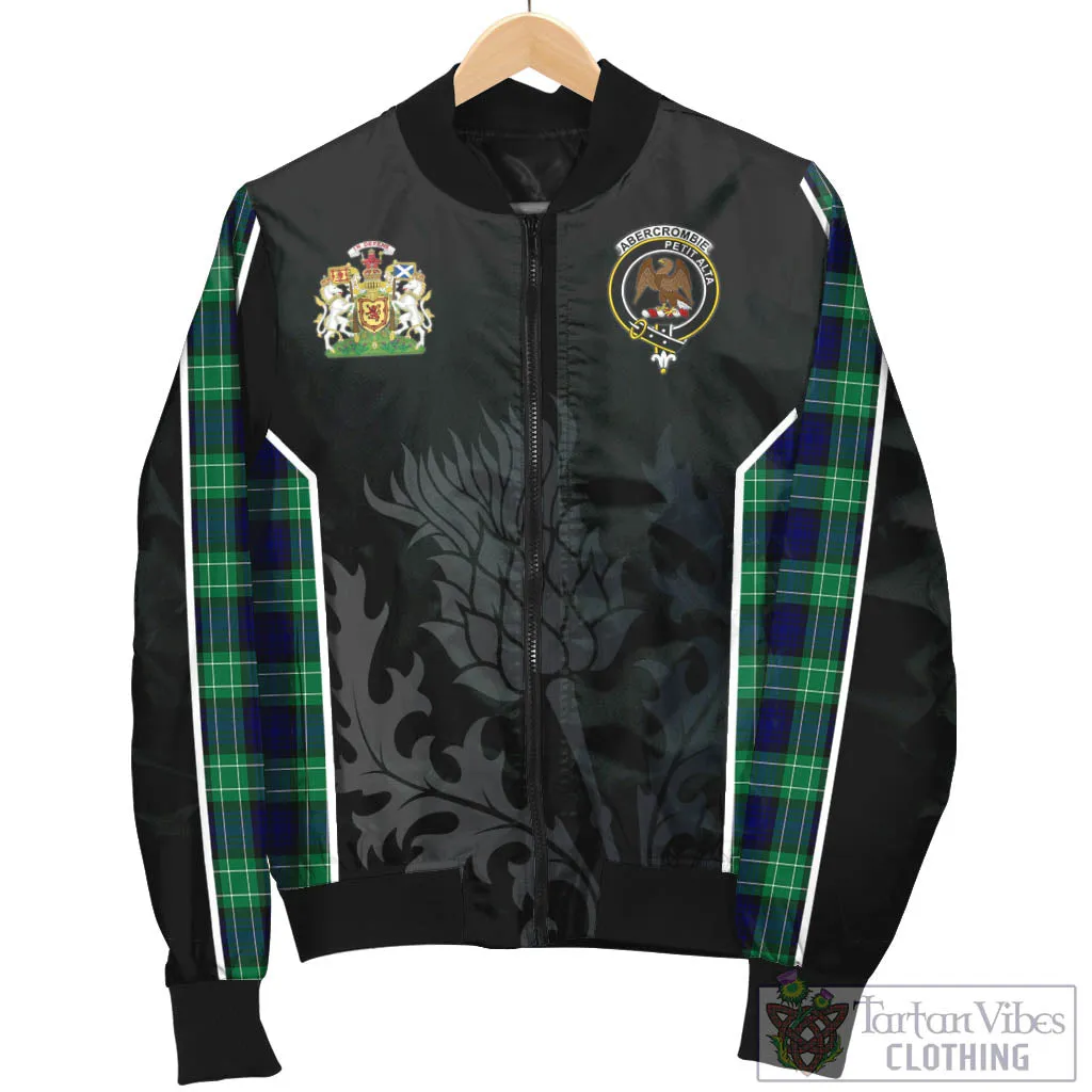 Abercrombie Tartan Bomber Jacket with Family Crest and Scottish Thistle Vibes Sport Style