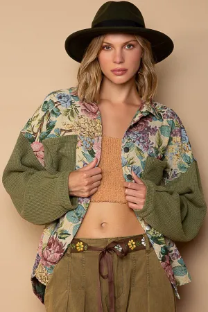 Amara Floral Jacquard Shirt Olive