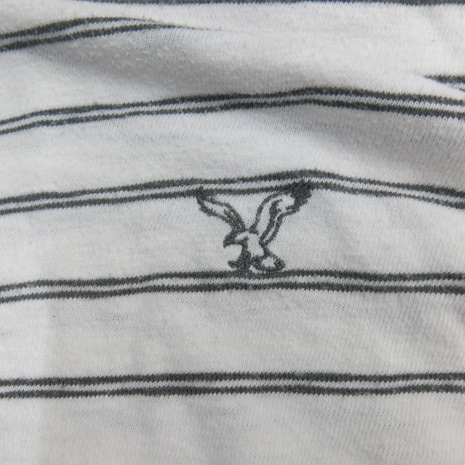 American Eagle Mens Striped Henley T Shirt Long Sleeve Athletics Fit White SZ XL