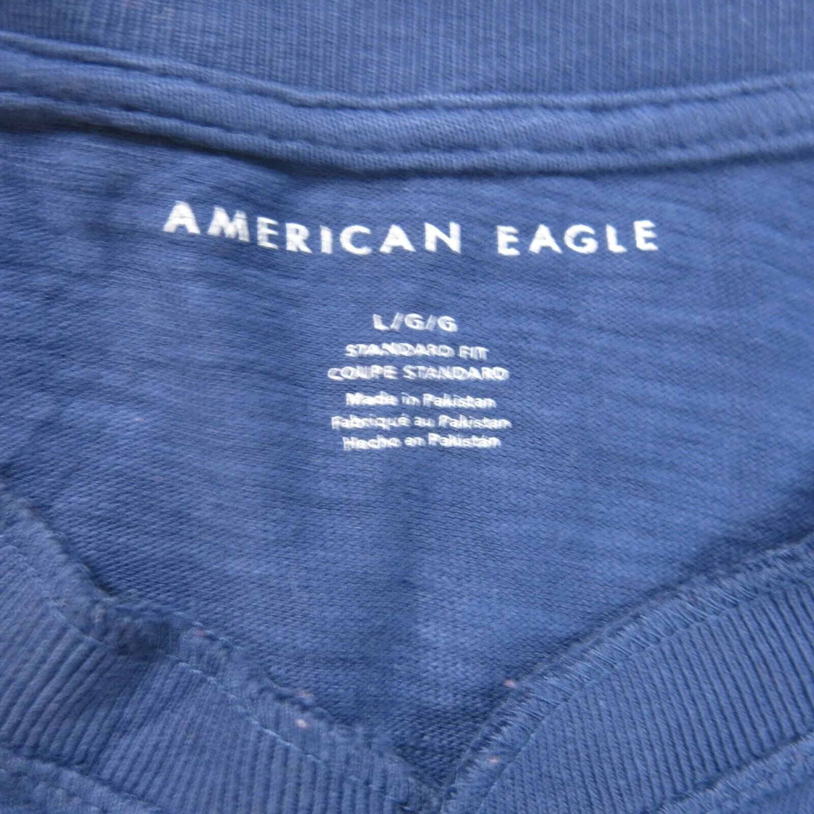 American Eagle Shirt Mens Large Blue Standard Fit Long Sleeve Henley Lightweight
