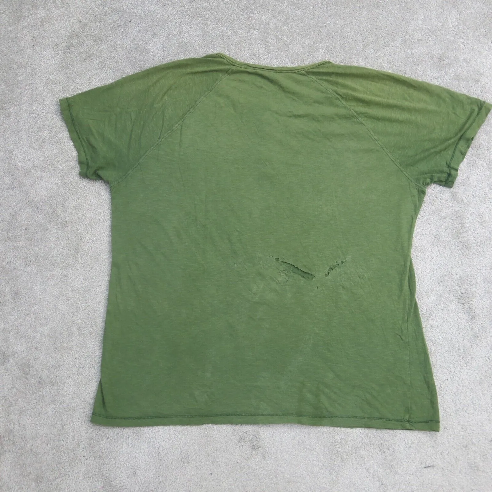 American Eagle Shirt Womens Large Green Traditional Tee Short Sleeve Henley Neck