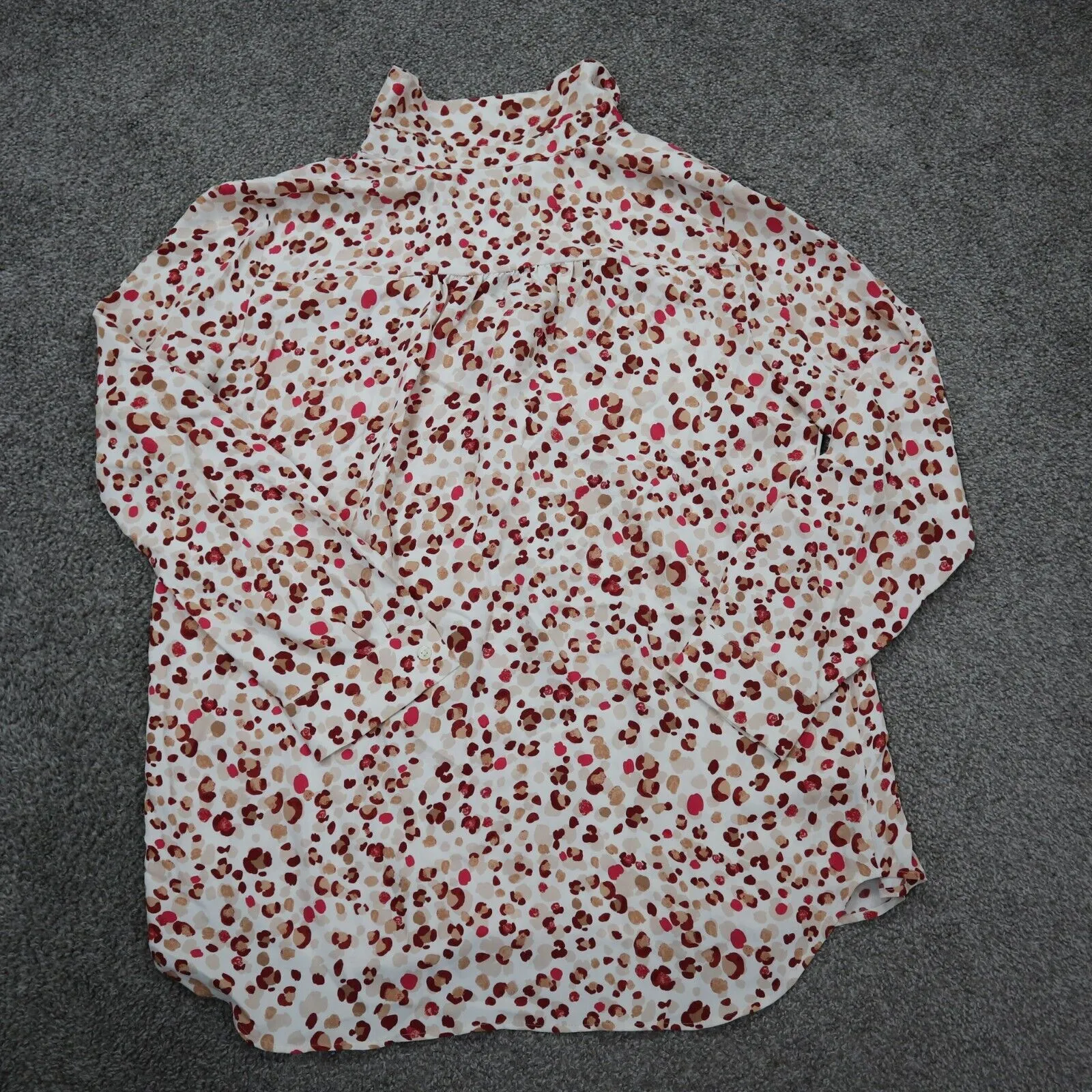 ANN Taylor Womens Shirt Top Henley Neck Long Sleeves Floral White Size Large
