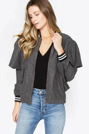 Anna Ruffle Bomber Jacket