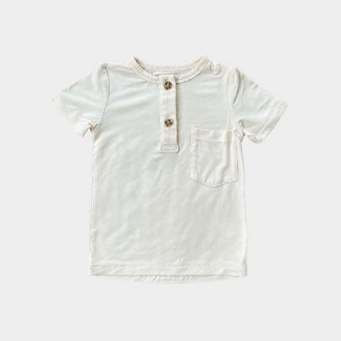 Babysprouts - Short Sleeve Henley Tee - Cream
