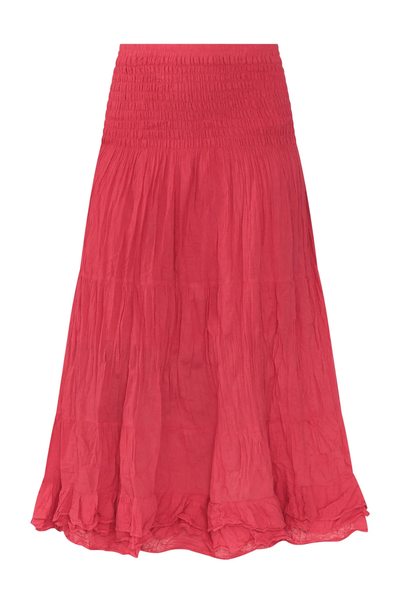Berry Crinkle Cotton Midi Skirt