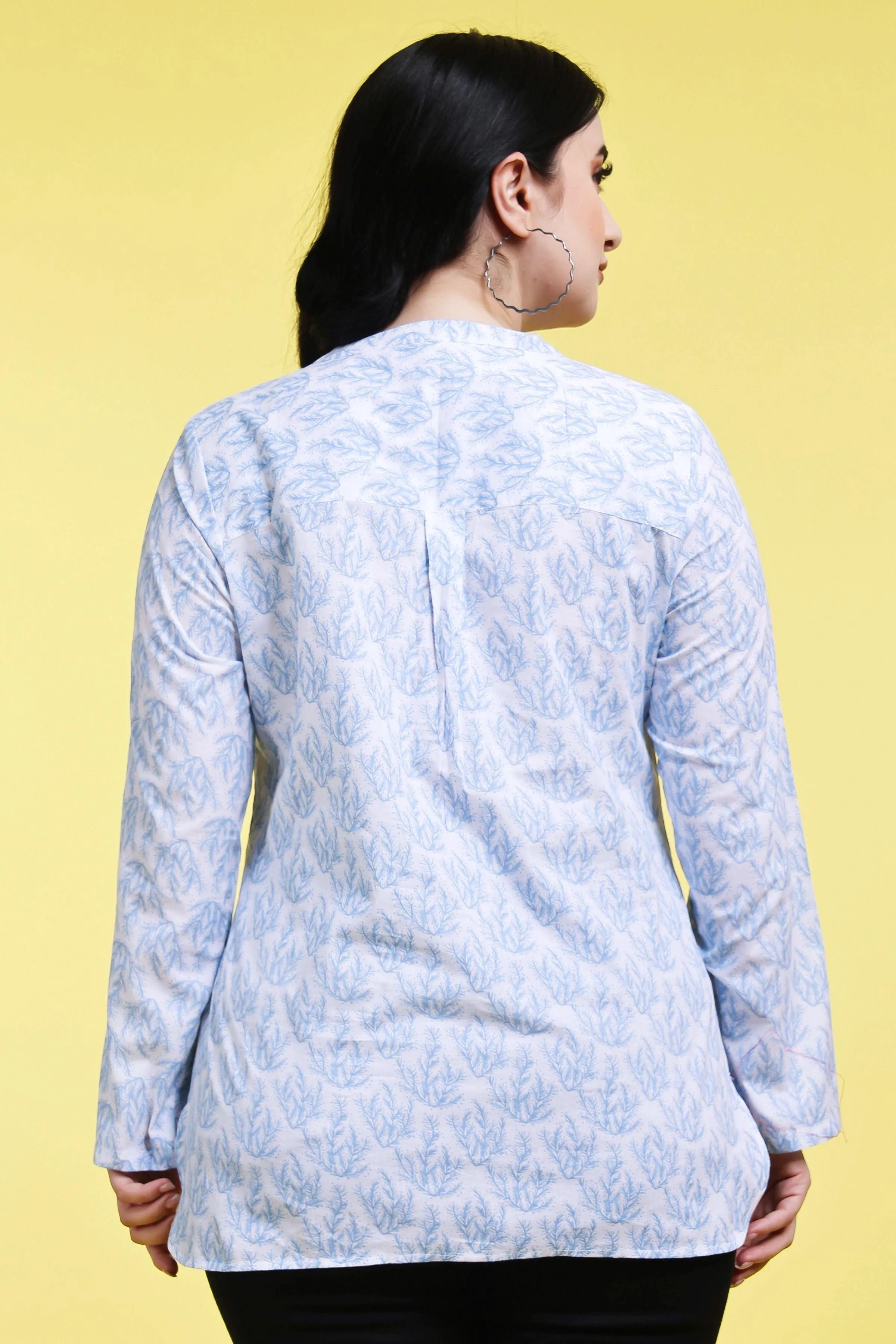 Blue & White Stem Printed Tunic
