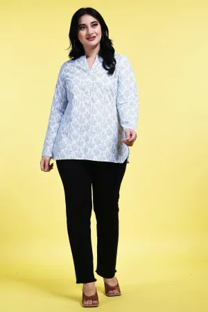 Blue & White Stem Printed Tunic