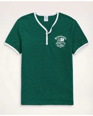 Brooks Brothers Men's Cotton Feeder Stripe Graphic Henley Green/Navy