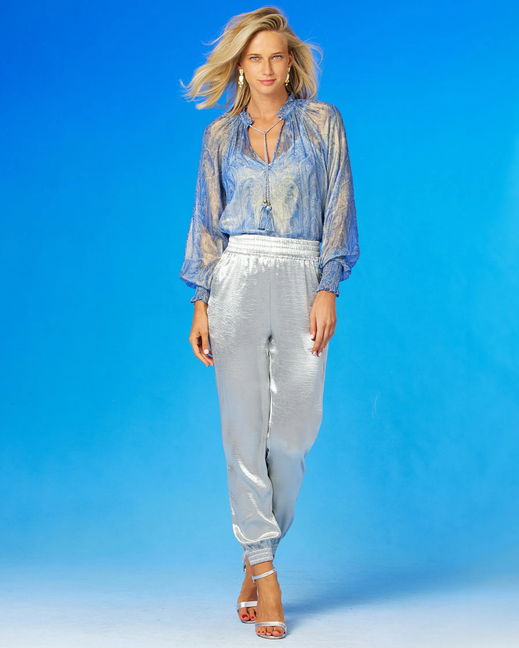 Emma Harem Jogger Pant in Silver Shimmer