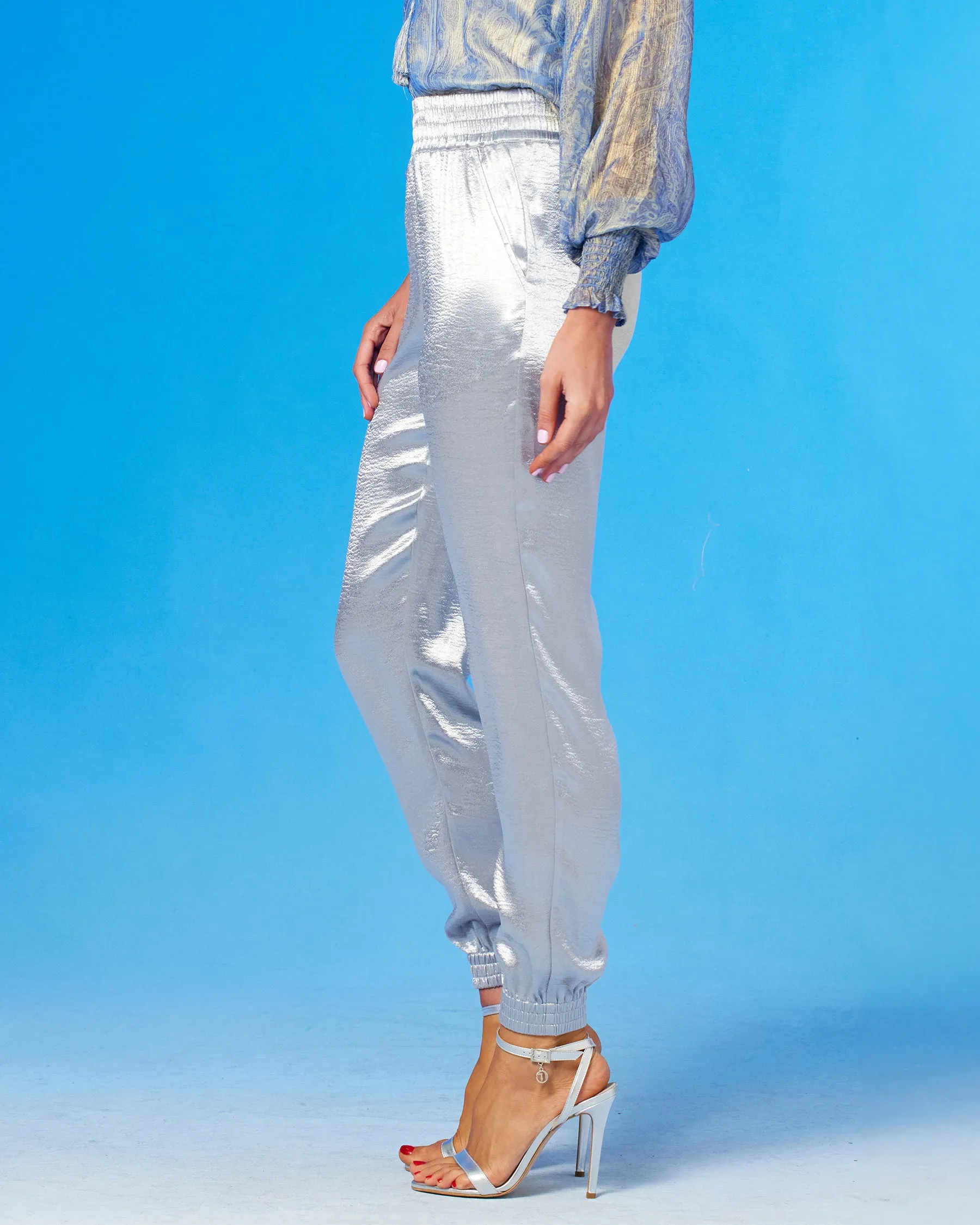 Emma Harem Jogger Pant in Silver Shimmer