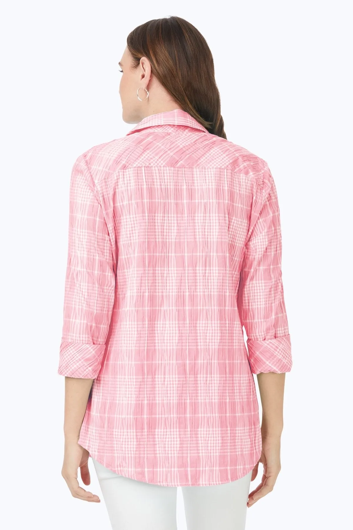 Faith Beach Plaid Crinkle Tunic