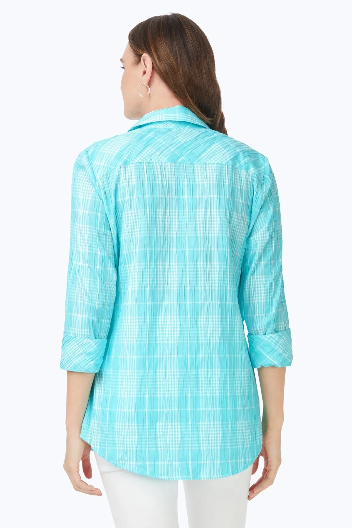 Faith Beach Plaid Crinkle Tunic