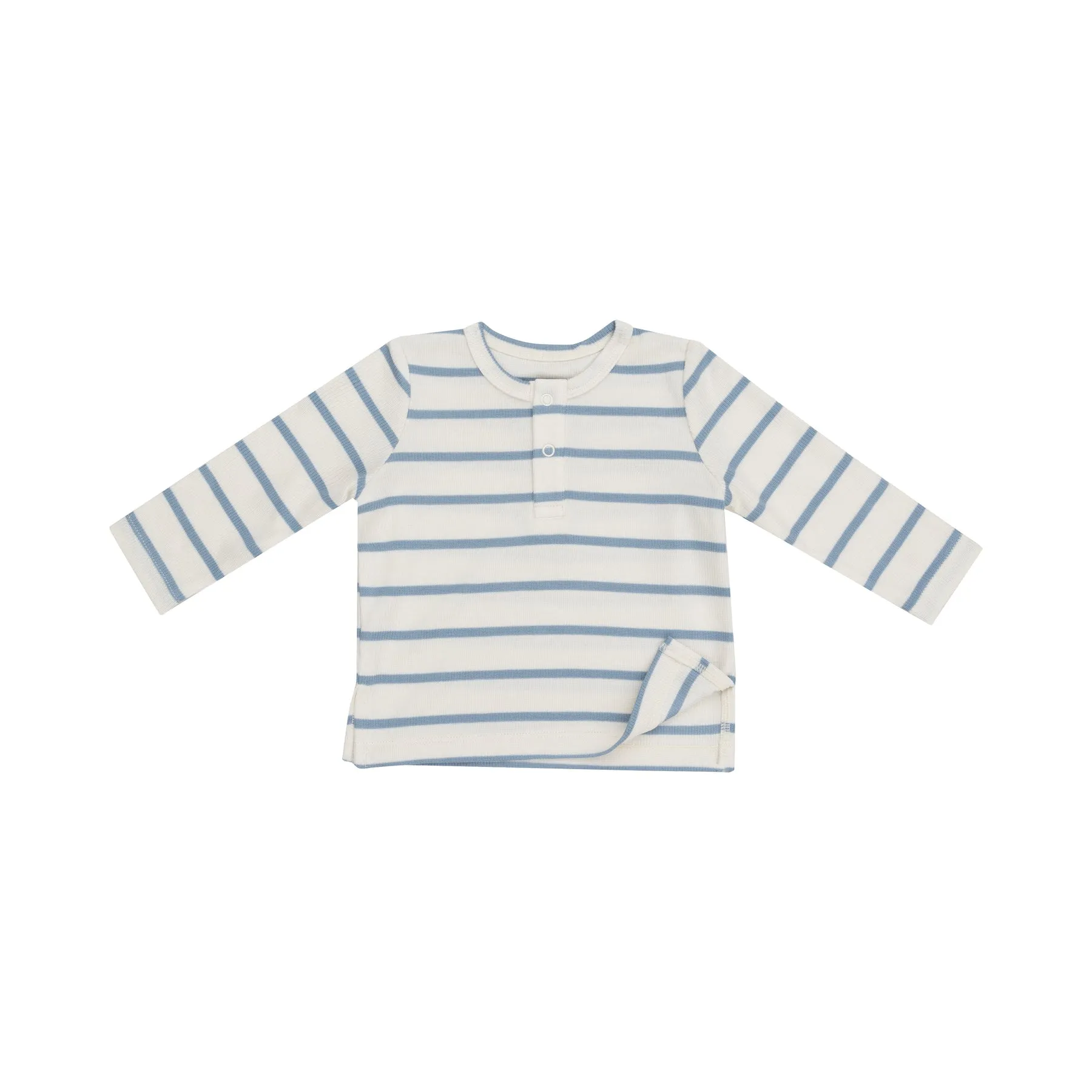 Glacier Lake Ribbed Stripe Long Sleeve Henley Shirt