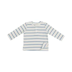 Glacier Lake Ribbed Stripe Long Sleeve Henley Shirt