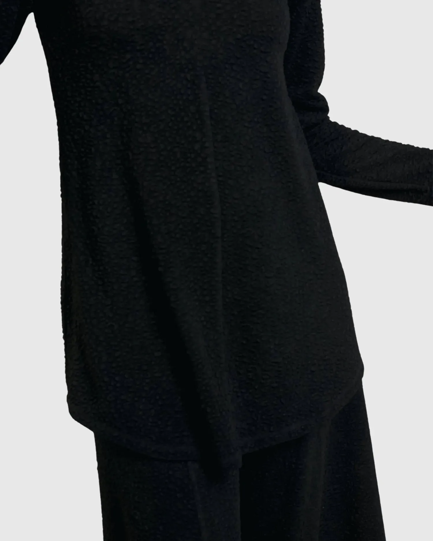 Jacquard V-Neck Tunic Top, Black