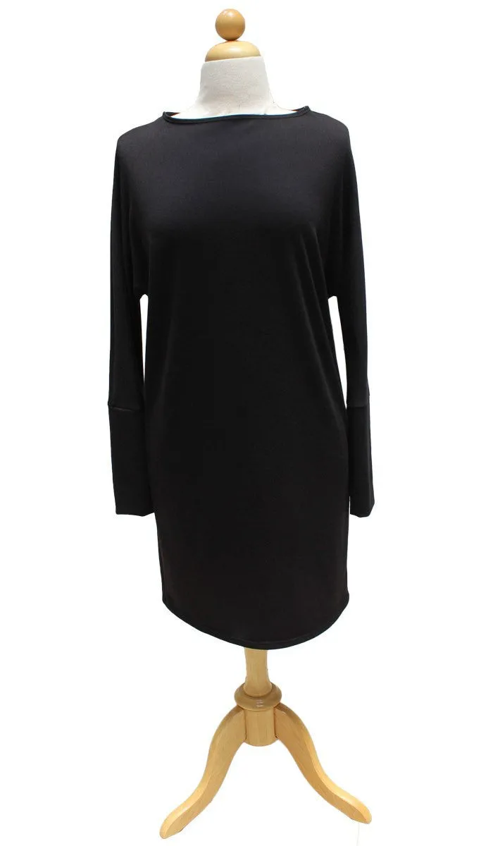 Kate Stylish Dolman Sleeve Stretch Long Tunic - Black - FINAL SALE