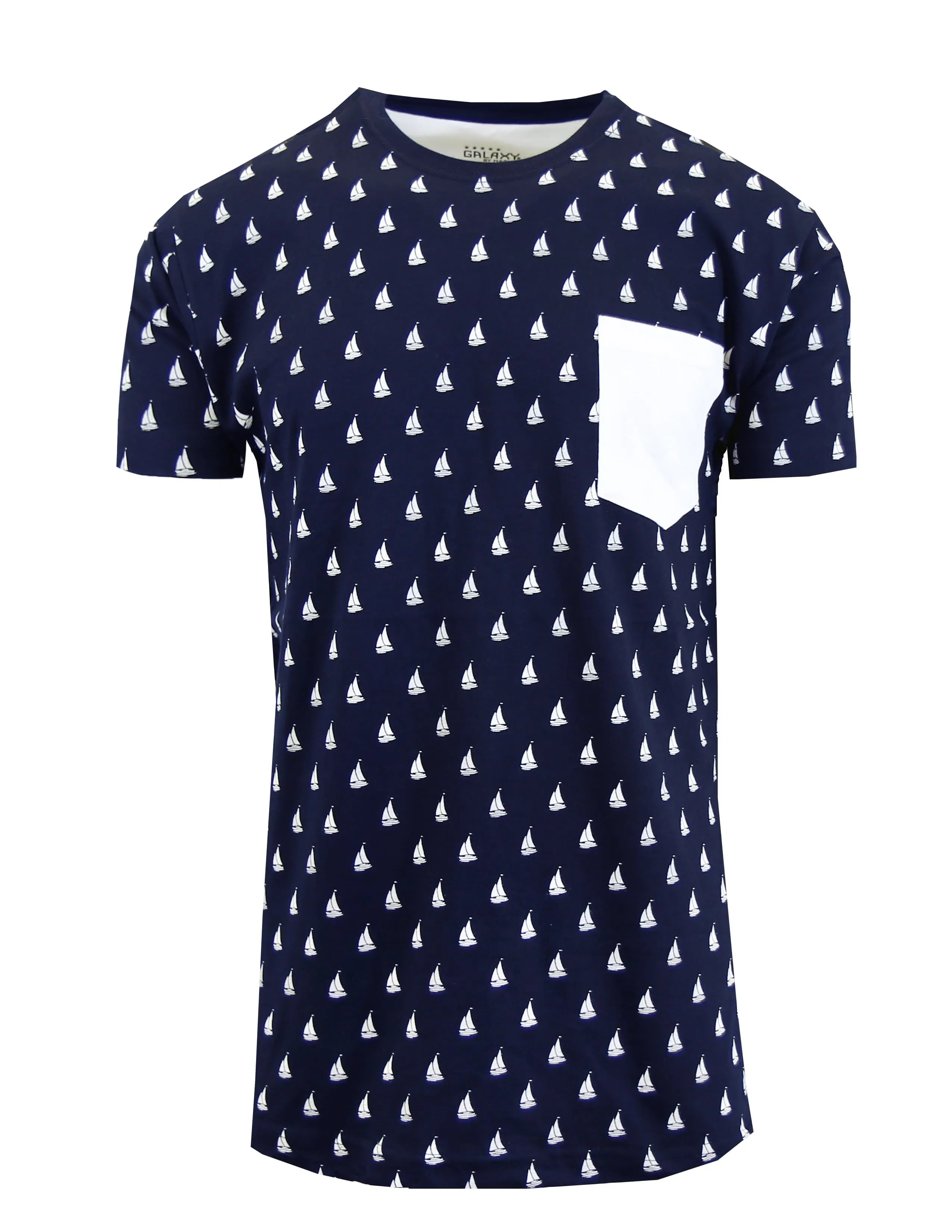 Men's Sail Boat Printed Tee with Chest Pocket