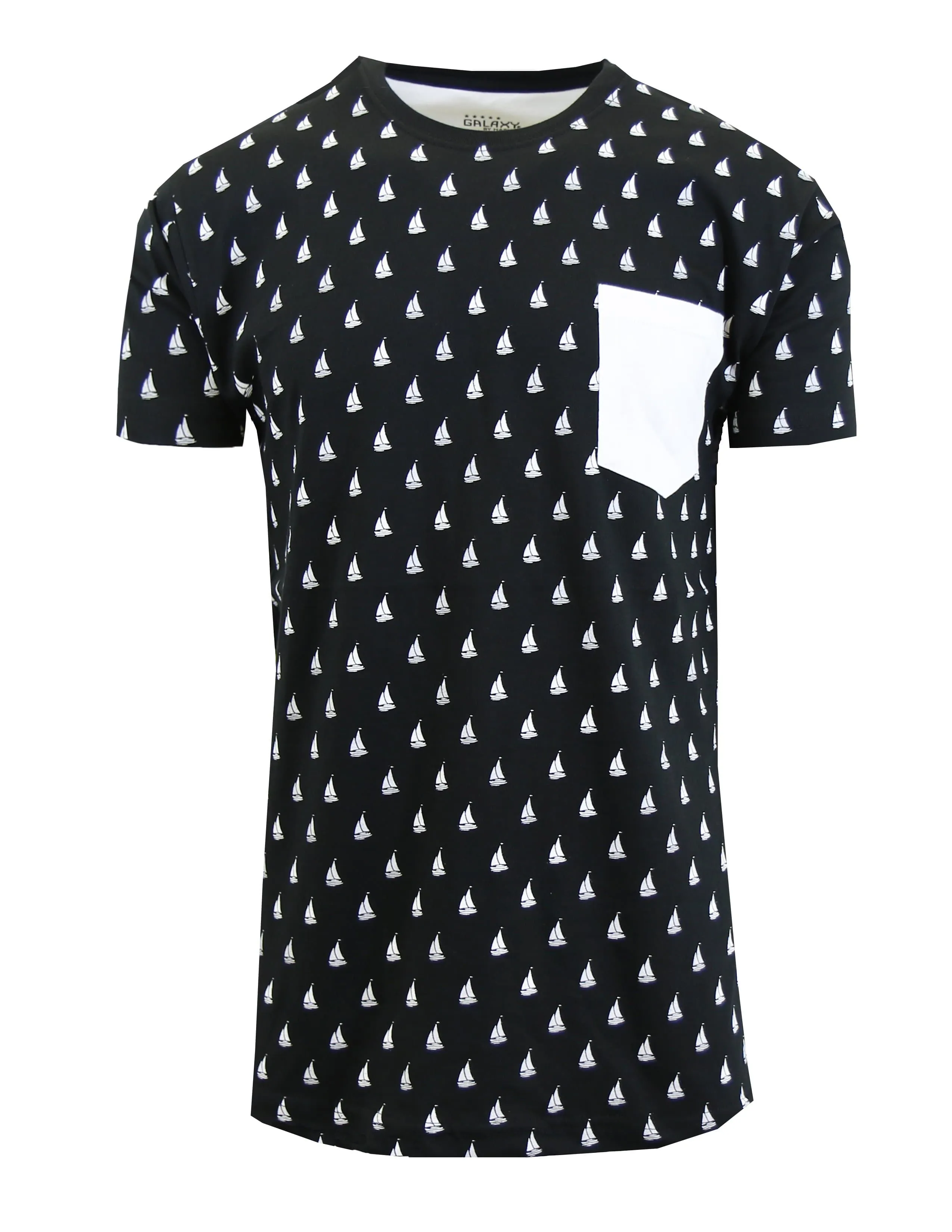 Men's Sail Boat Printed Tee with Chest Pocket
