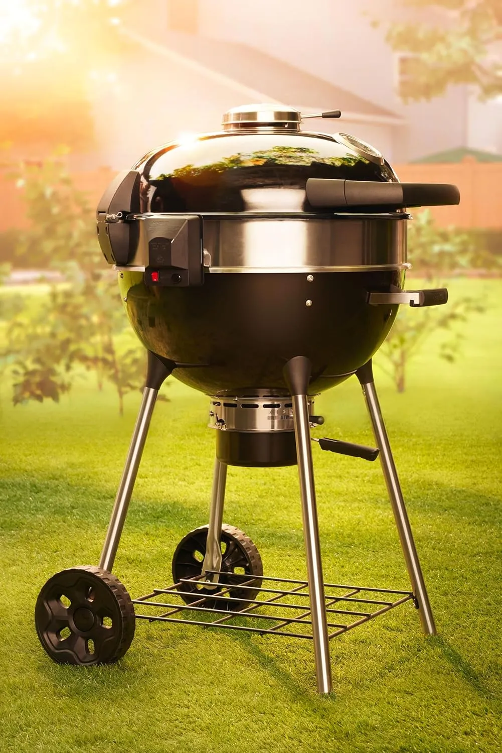 Napoleon 18-Inch Charcoal Kettle Grill - NK18K-LEG-3 - Black, 240in² Cooking Area, Sturdy 4-Leg Design, 7-Inch Wheels