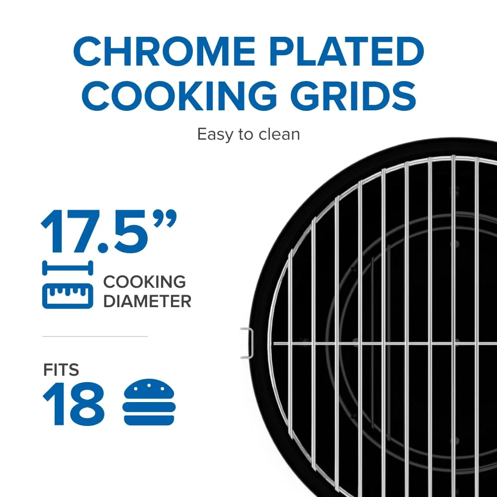 Napoleon 18-Inch Charcoal Kettle Grill - NK18K-LEG-3 - Black, 240in² Cooking Area, Sturdy 4-Leg Design, 7-Inch Wheels