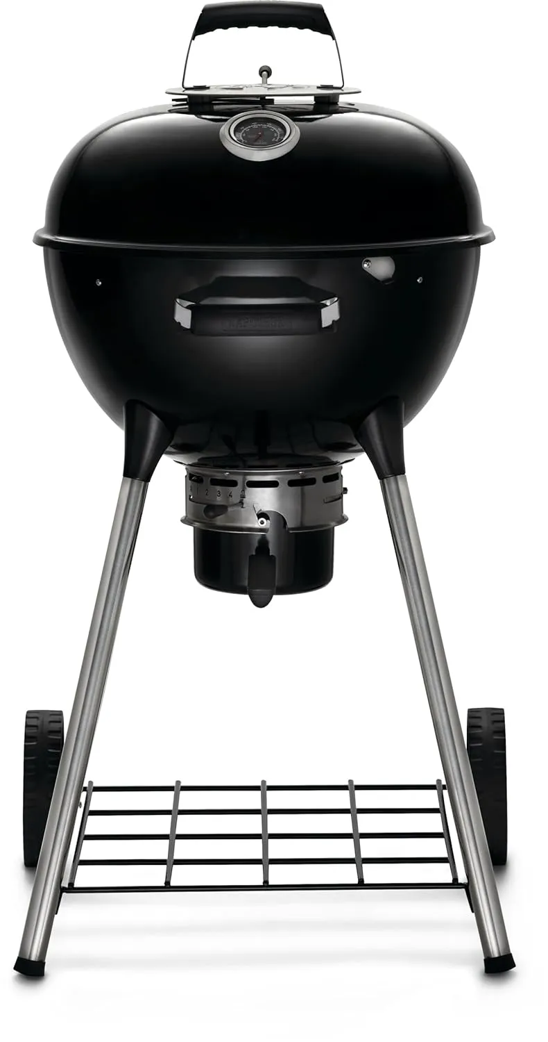 Napoleon 18-Inch Charcoal Kettle Grill - NK18K-LEG-3 - Black, 240in² Cooking Area, Sturdy 4-Leg Design, 7-Inch Wheels