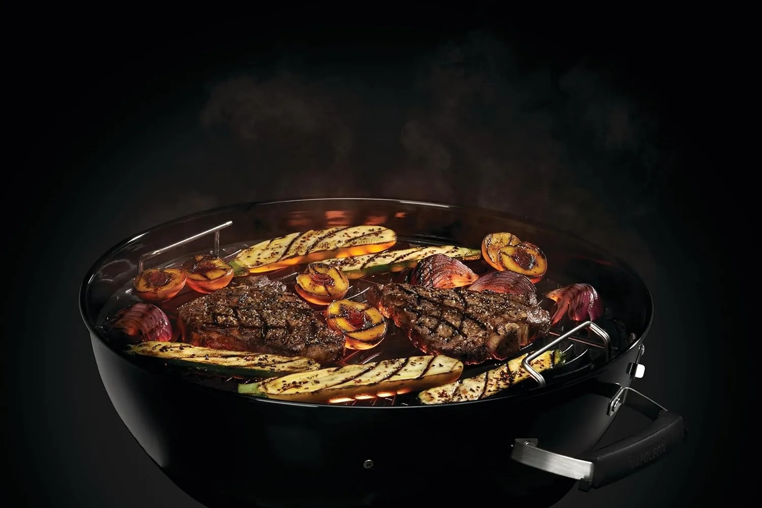 Napoleon 18-Inch Charcoal Kettle Grill - NK18K-LEG-3 - Black, 240in² Cooking Area, Sturdy 4-Leg Design, 7-Inch Wheels