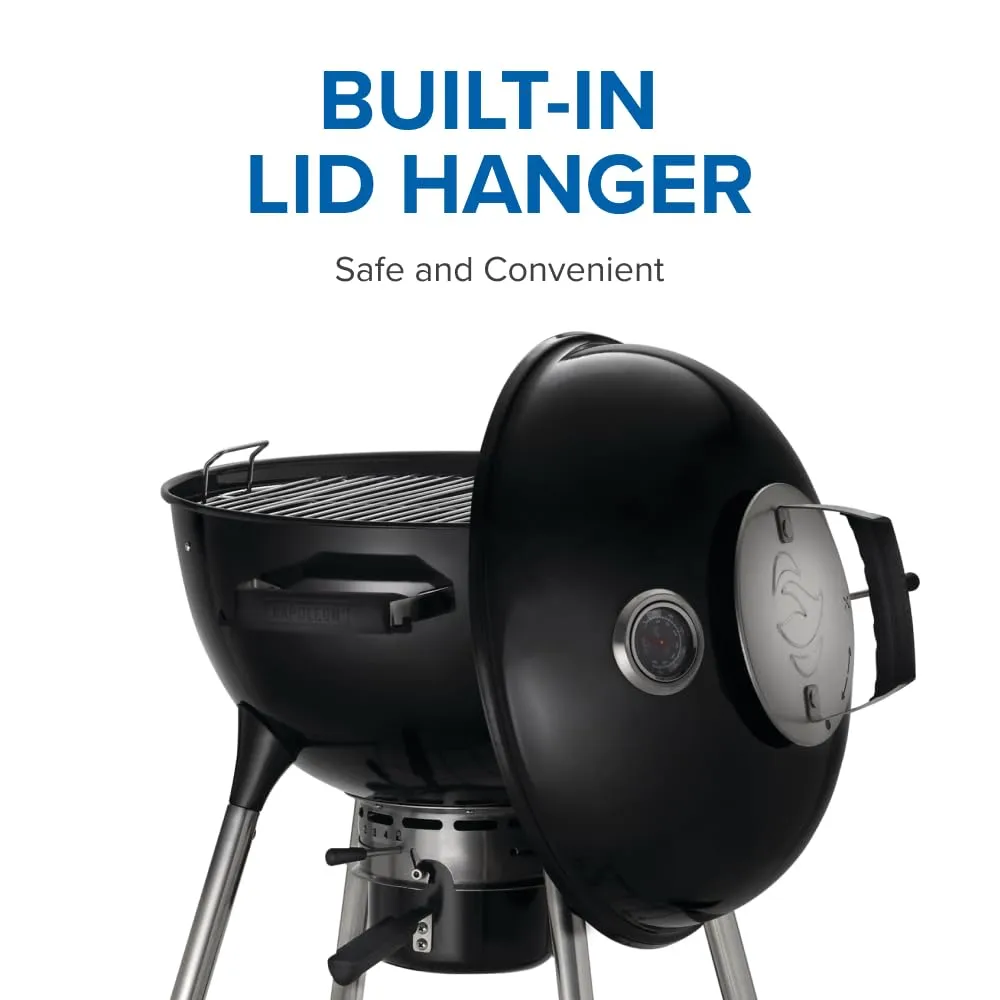 Napoleon 18-Inch Charcoal Kettle Grill - NK18K-LEG-3 - Black, 240in² Cooking Area, Sturdy 4-Leg Design, 7-Inch Wheels