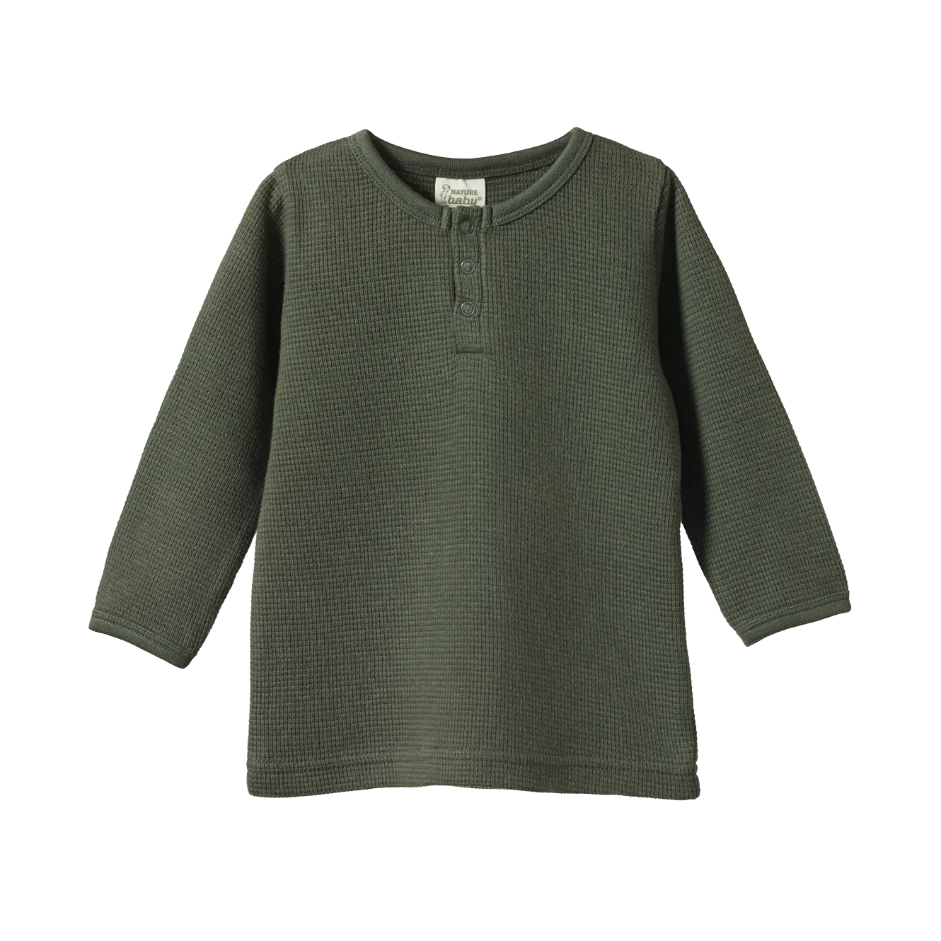 Nature Baby Henley Waffle Tee - Thyme
