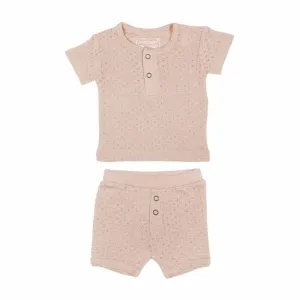 Pointelle Henley Tee & Shorts Set