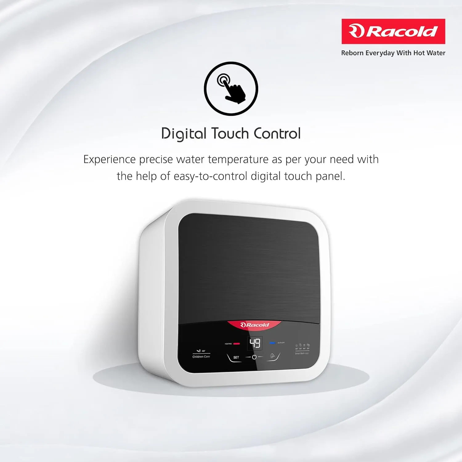 Racold Omnis DG 15L Vertical 5 Star Storage Water Heater (Geyser) | Smart Bath Logic | Touch Control Panel | Silver-Ion Technology | Auto Diagnosis | Free Installation & Pipes | 2kW | Black