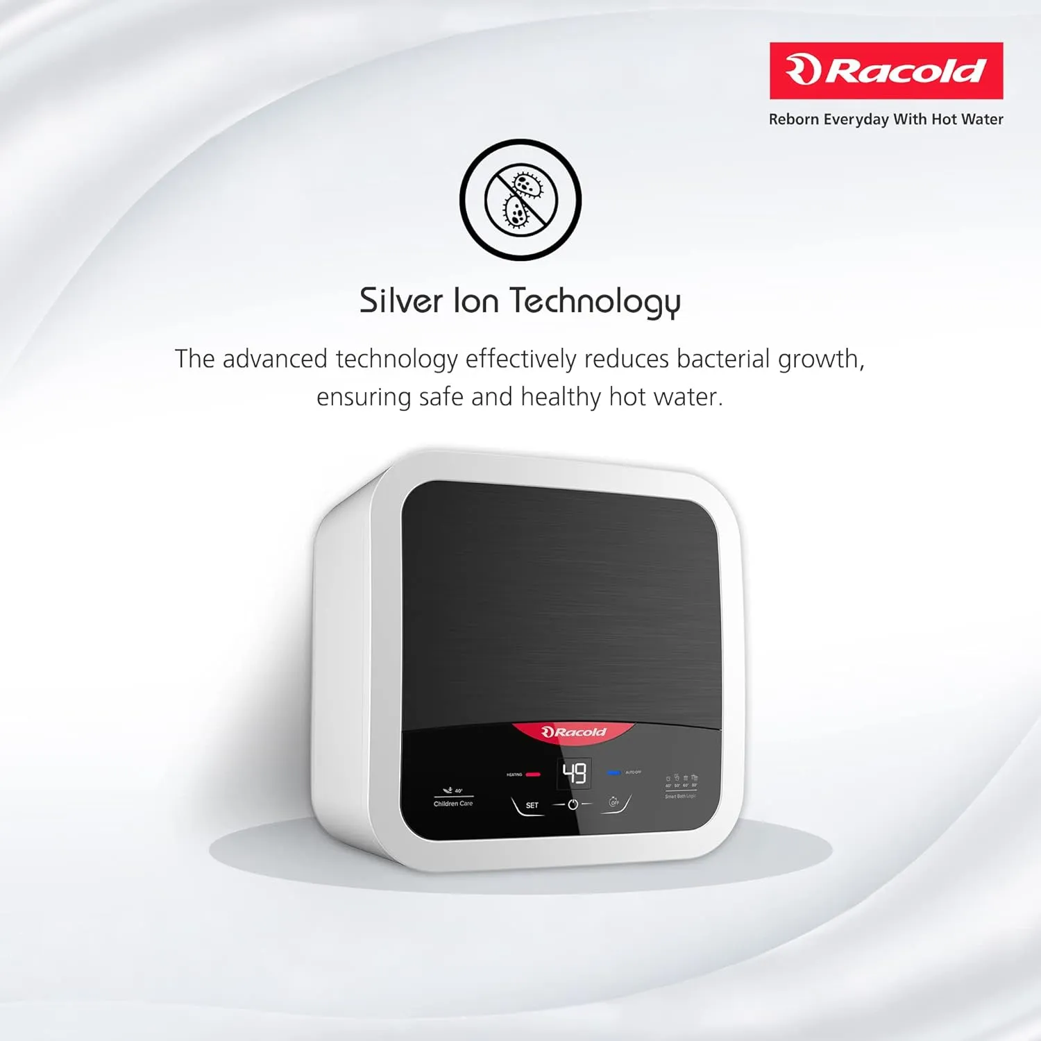 Racold Omnis DG 15L Vertical 5 Star Storage Water Heater (Geyser) | Smart Bath Logic | Touch Control Panel | Silver-Ion Technology | Auto Diagnosis | Free Installation & Pipes | 2kW | Black