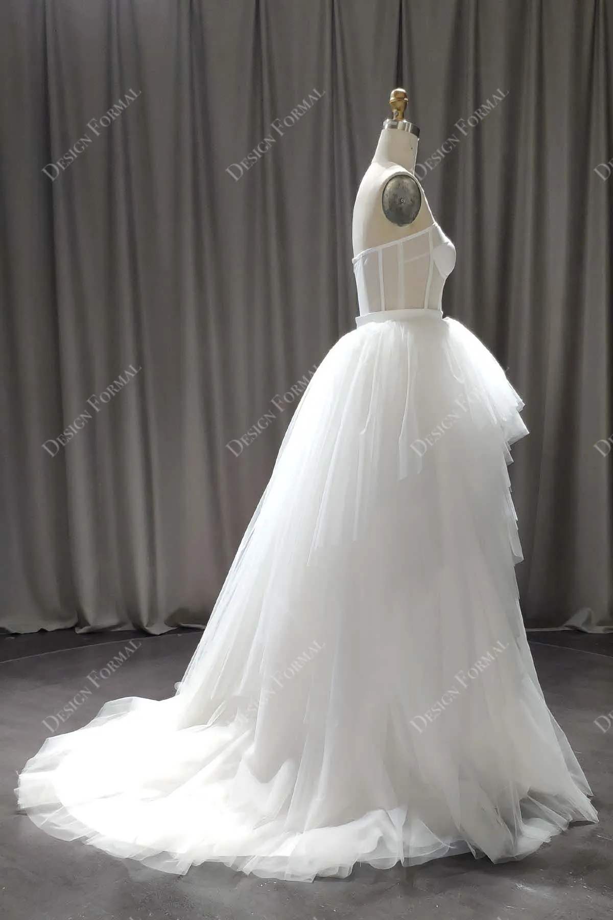 Strapless Sheer Corset A-line Tulle Tailor-Made Wedding Dress