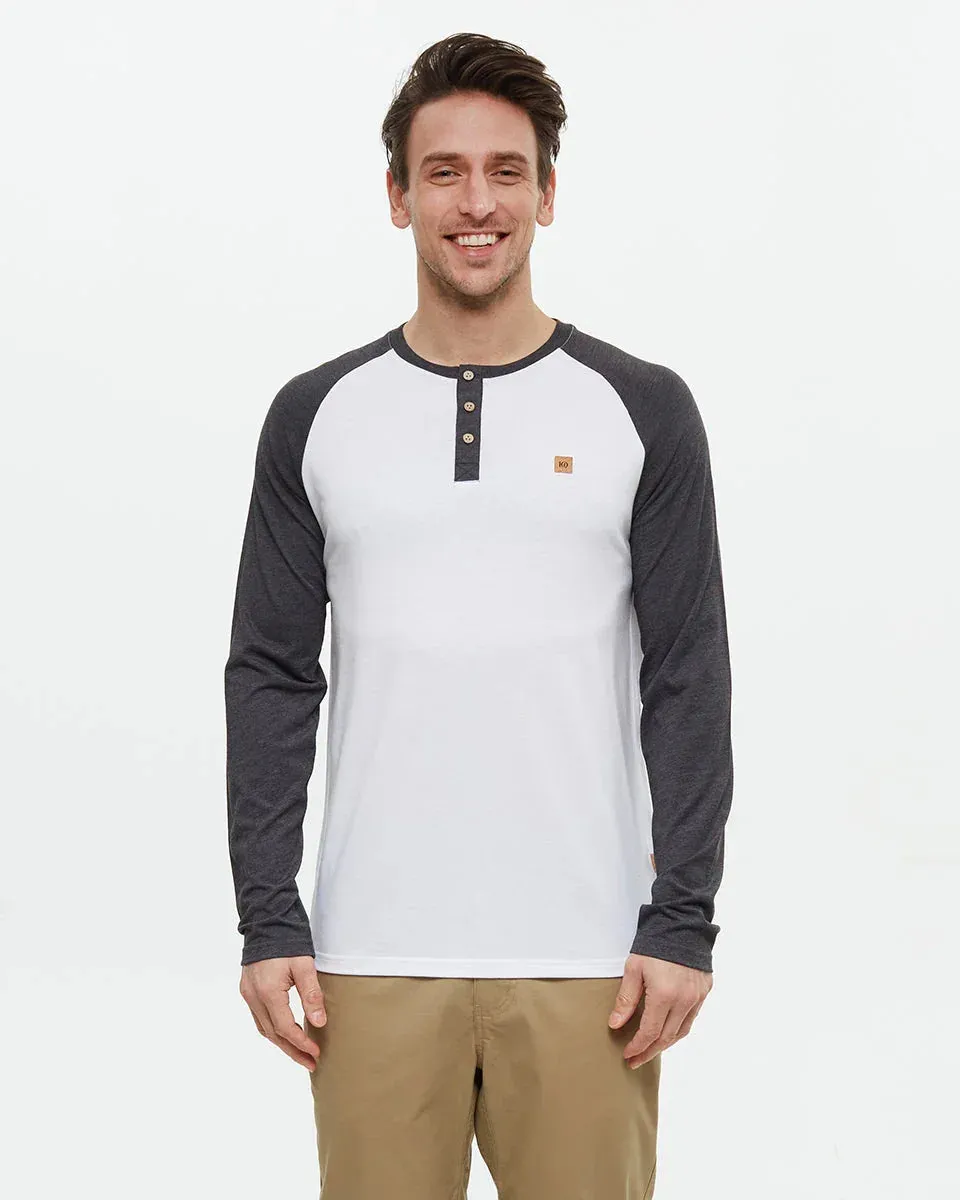 Ten Tree Mens White/Meteorite Black Heather Baker Henley LS Shirt