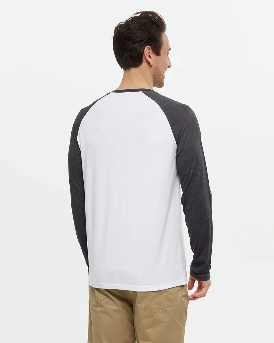 Ten Tree Mens White/Meteorite Black Heather Baker Henley LS Shirt