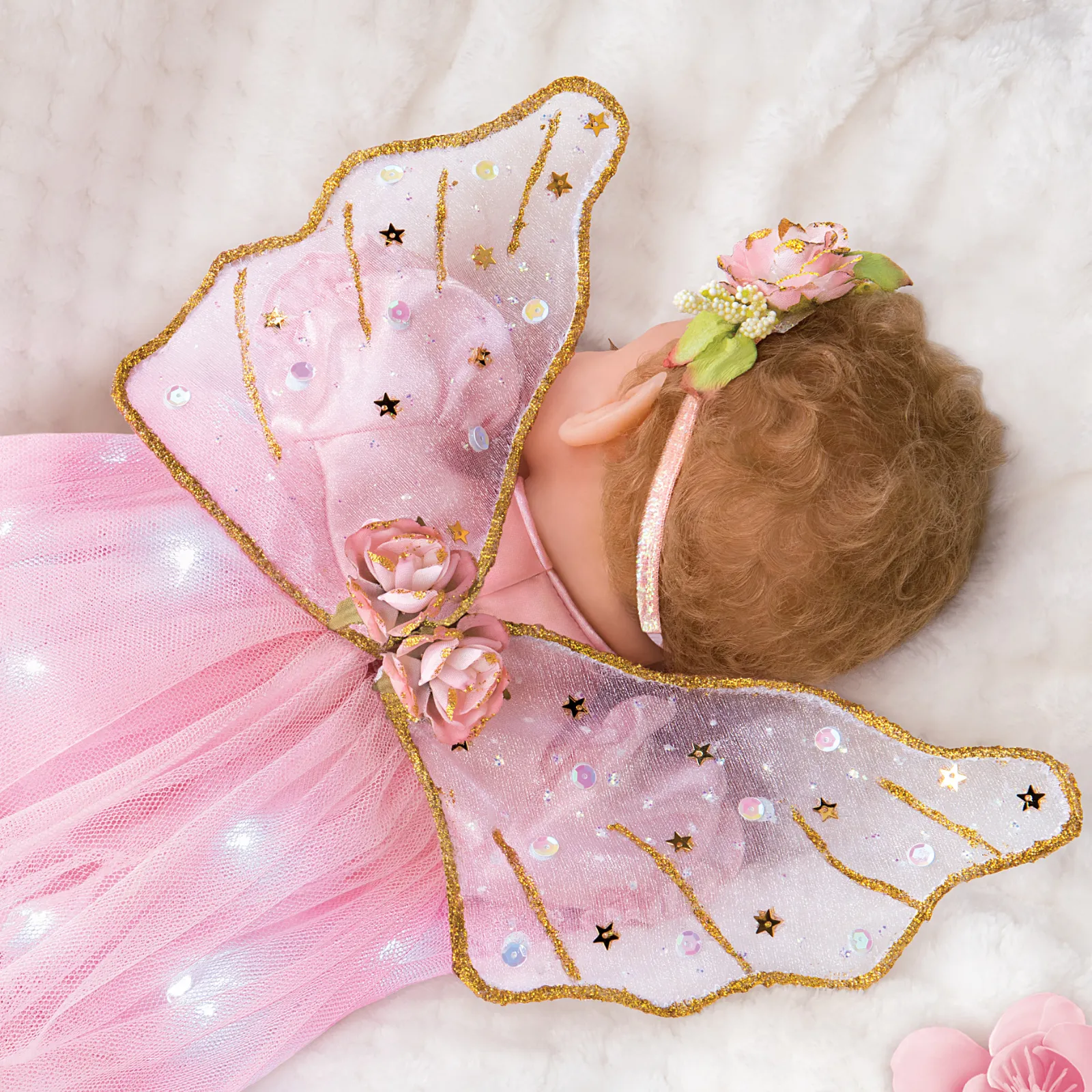 The Ashton - Drake Galleries Dream Blossom Silicone Fairy Baby Doll with Illuminated Outfit Poseable & Handcrafted TrueTouch® Authentic Silicone Skin Baby Girl Doll by Ina Volprich 13.5"-Inches