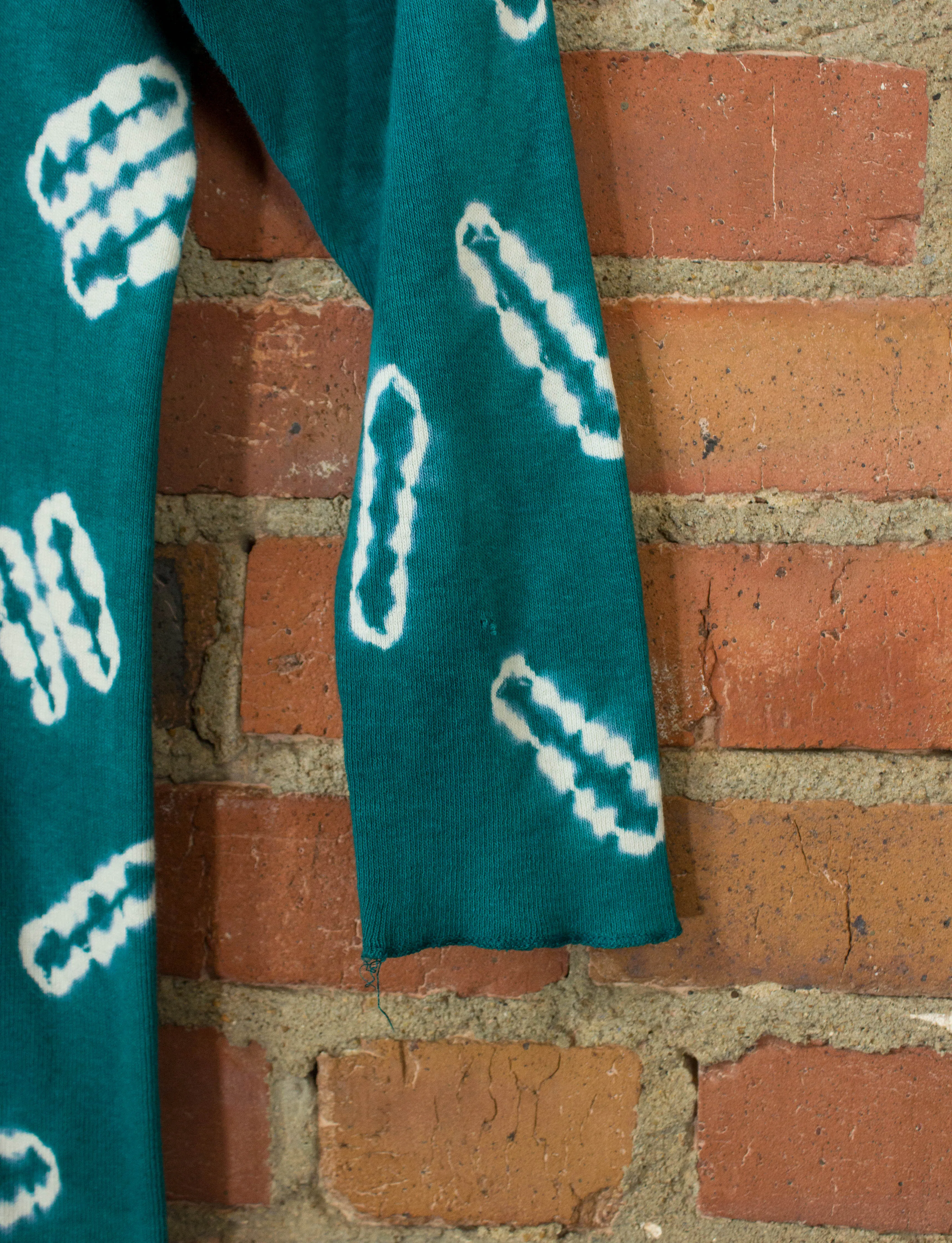 Vintage Mihitabel Tie Dye Henley 60s Teal Green and White XS