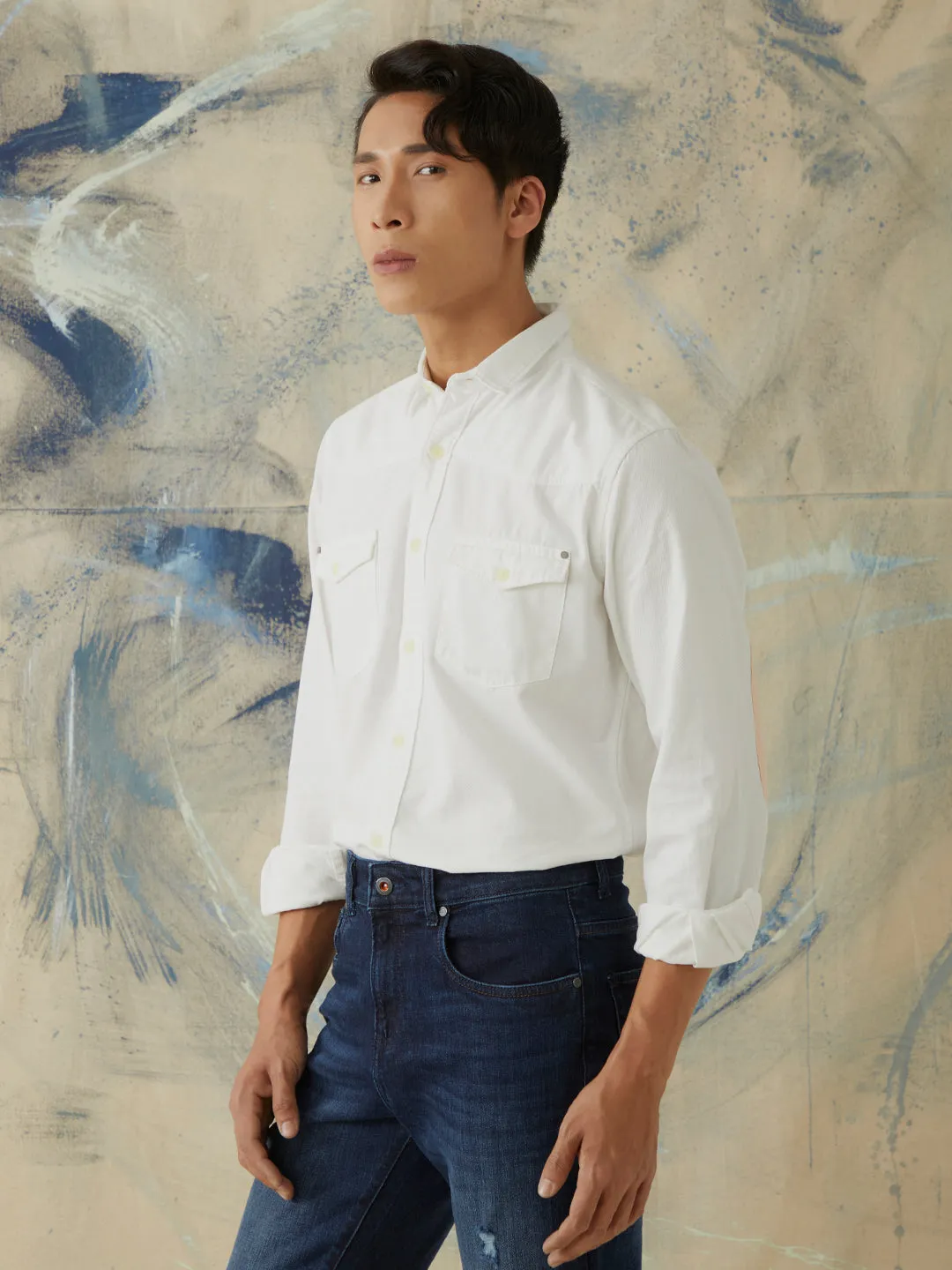 White Plain Denim Shirt
